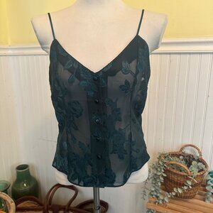 Fredricks of Hollywood vintage sleep wear Green Cami floral print M